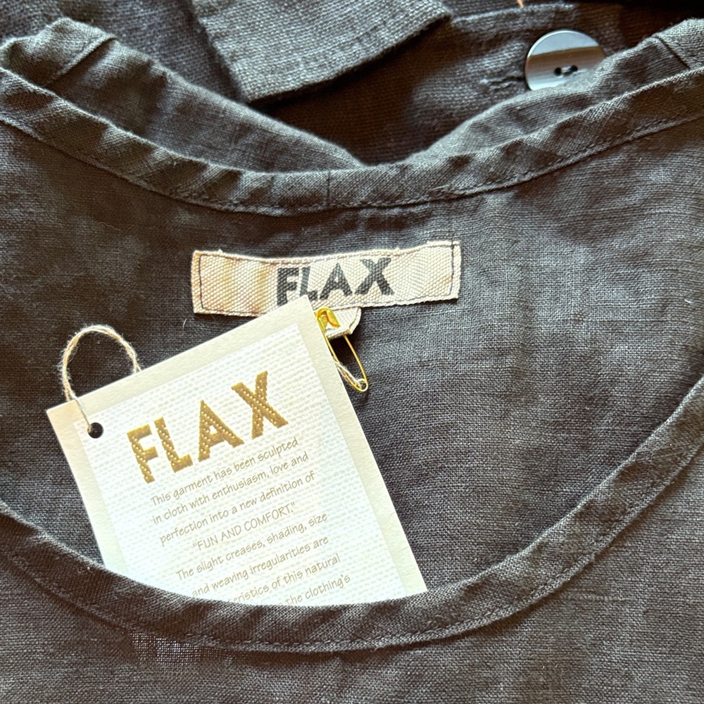 FLAX Linen Black Sleeveless Tunic with Pockets - Picture 2 of 4